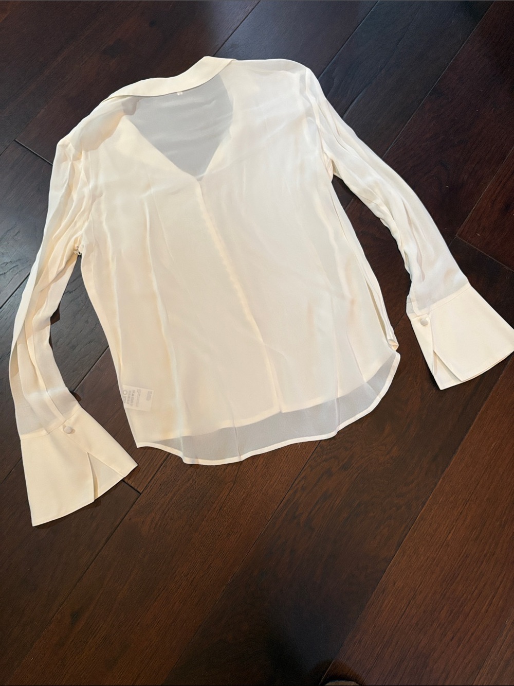 Reformation Cream Button-Front Silk Shirt size large - Picture 8 of 9
